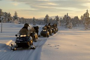 snowmobile expedition winter landscape